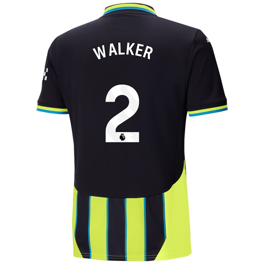 Dětské Kyle Walker #2 Modrá Žlutá Daleko Hráčské Dresy 2024/25 Dres