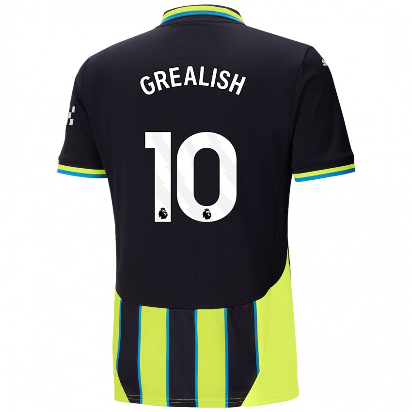 Dětské Jack Grealish #10 Modrá Žlutá Daleko Hráčské Dresy 2024/25 Dres