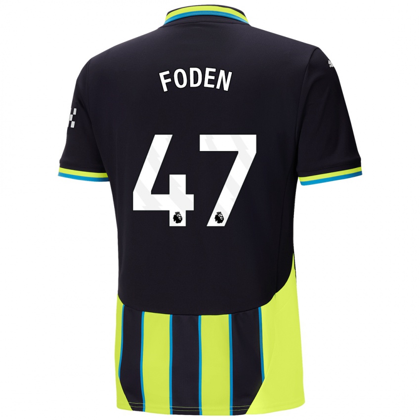 Dětské Phil Foden #47 Modrá Žlutá Daleko Hráčské Dresy 2024/25 Dres