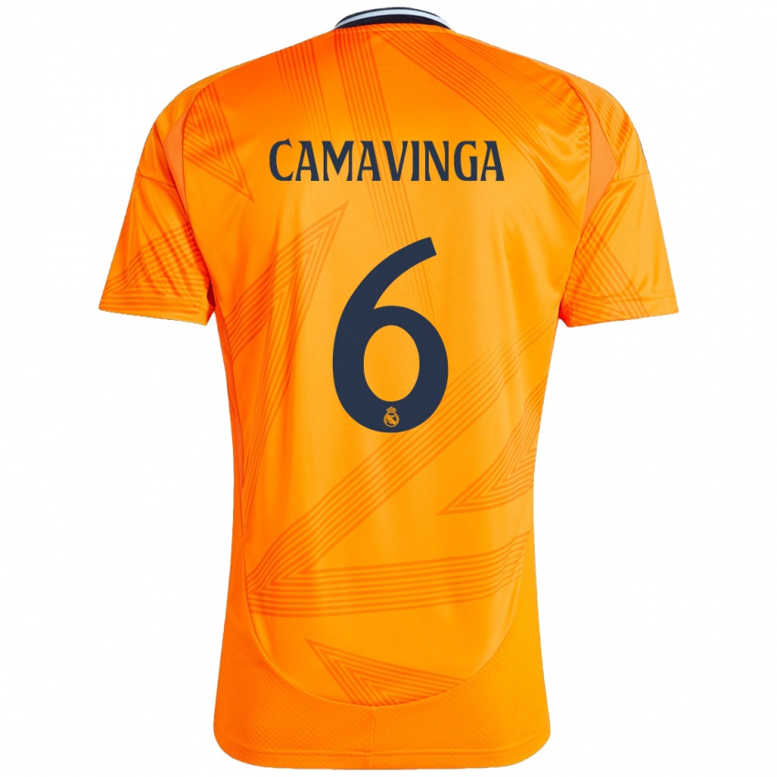 Dětské Eduardo Camavinga #6 Pomerančový Daleko Hráčské Dresy 2024/25 Dres