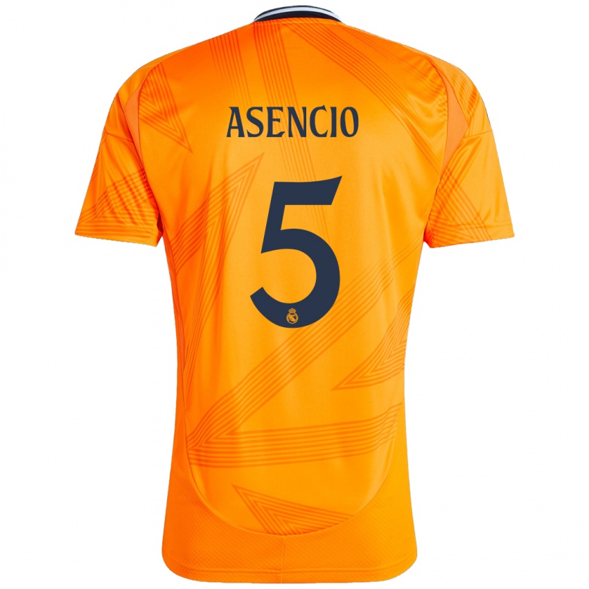 Dětské Raul Asencio #5 Pomerančový Daleko Hráčské Dresy 2024/25 Dres