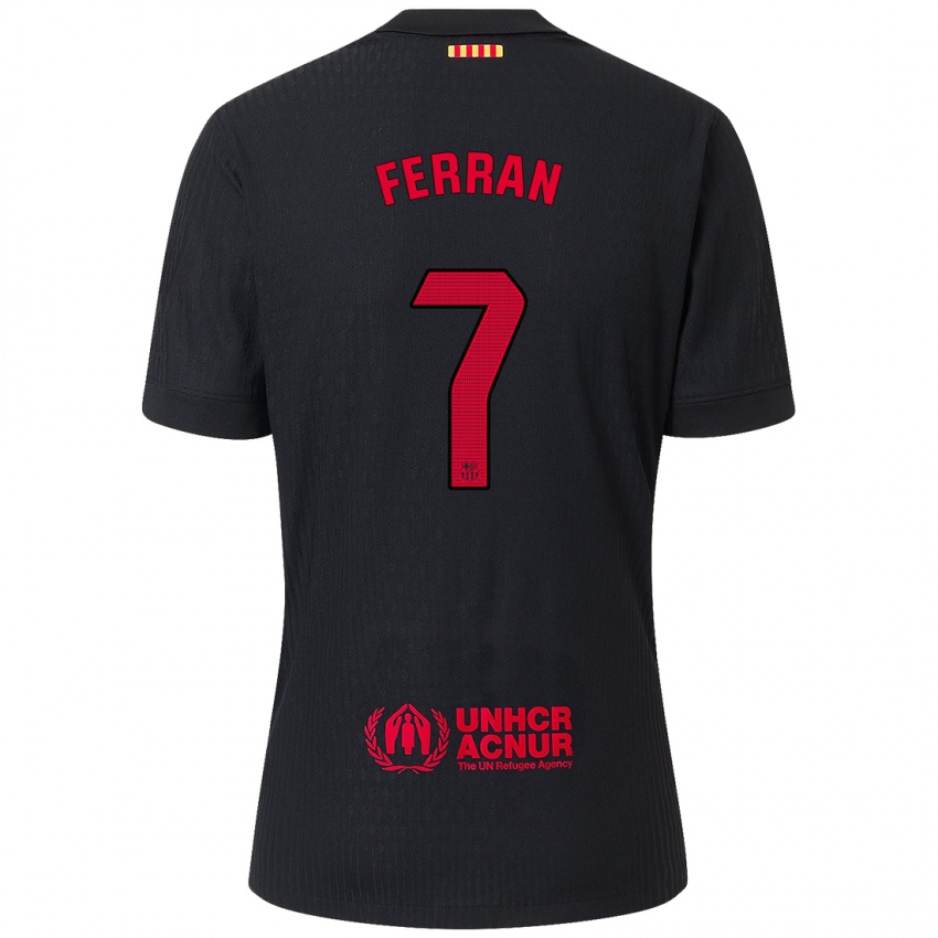 Dětské Ferran Torres #7 Černá Červená Daleko Hráčské Dresy 2024/25 Dres