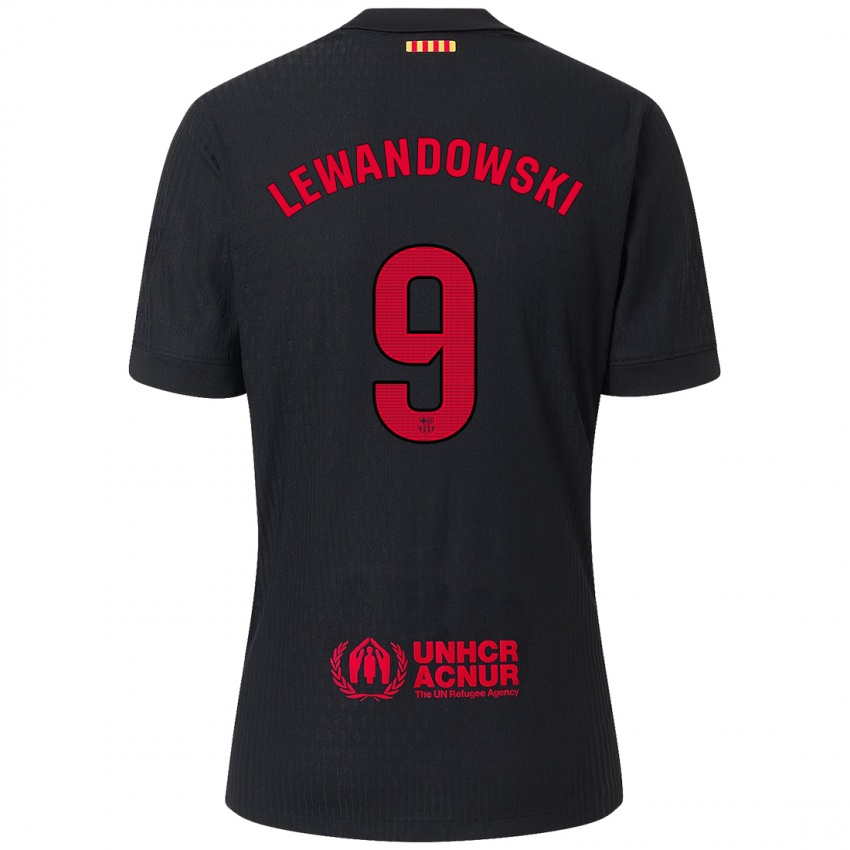 Dětské Robert Lewandowski #9 Černá Červená Daleko Hráčské Dresy 2024/25 Dres