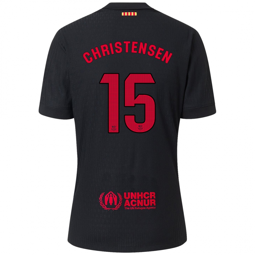 Dětské Andreas Christensen #15 Černá Červená Daleko Hráčské Dresy 2024/25 Dres