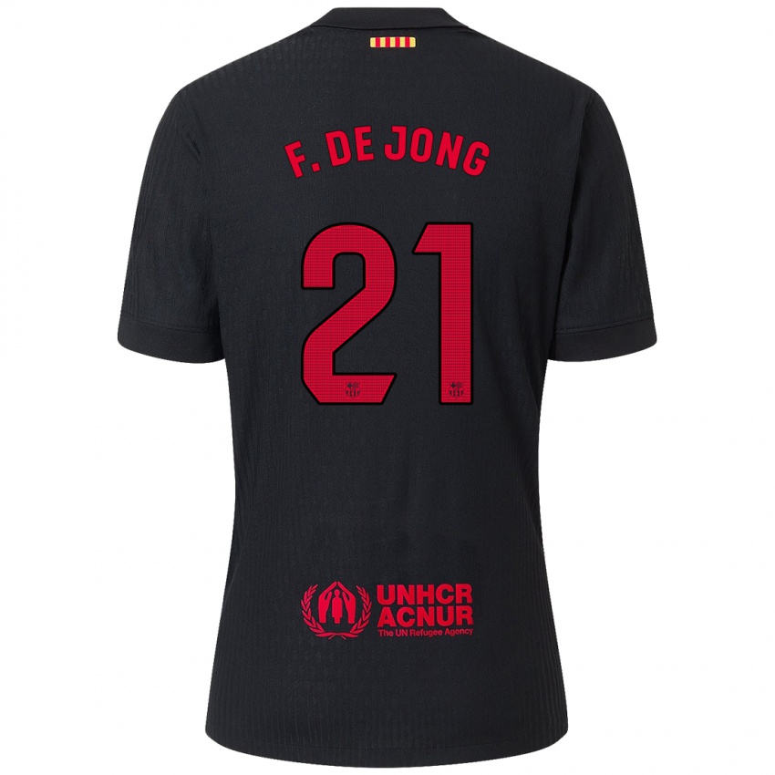 Dětské Frenkie De Jong #21 Černá Červená Daleko Hráčské Dresy 2024/25 Dres