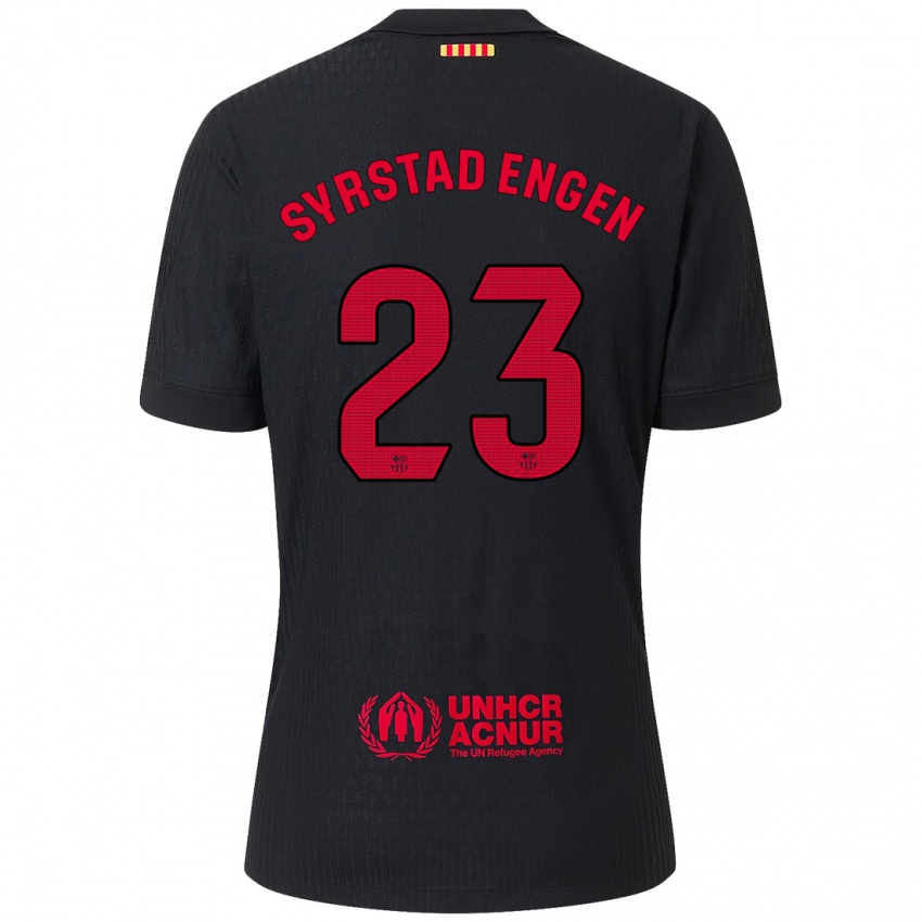 Dětské Ingrid Syrstad Engen #23 Černá Červená Daleko Hráčské Dresy 2024/25 Dres