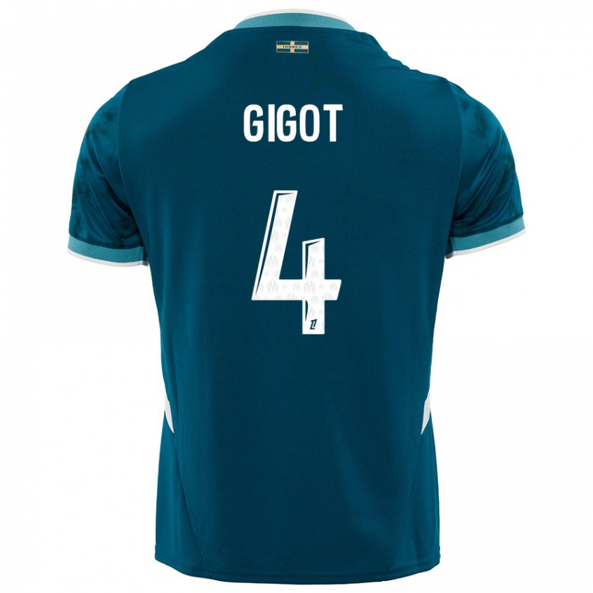 Dětské Samuel Gigot #4 Tyrkysově Modré Daleko Hráčské Dresy 2024/25 Dres