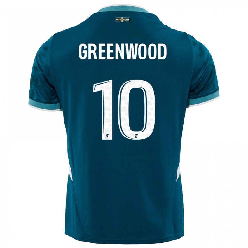 Dětské Mason Greenwood #10 Tyrkysově Modré Daleko Hráčské Dresy 2024/25 Dres