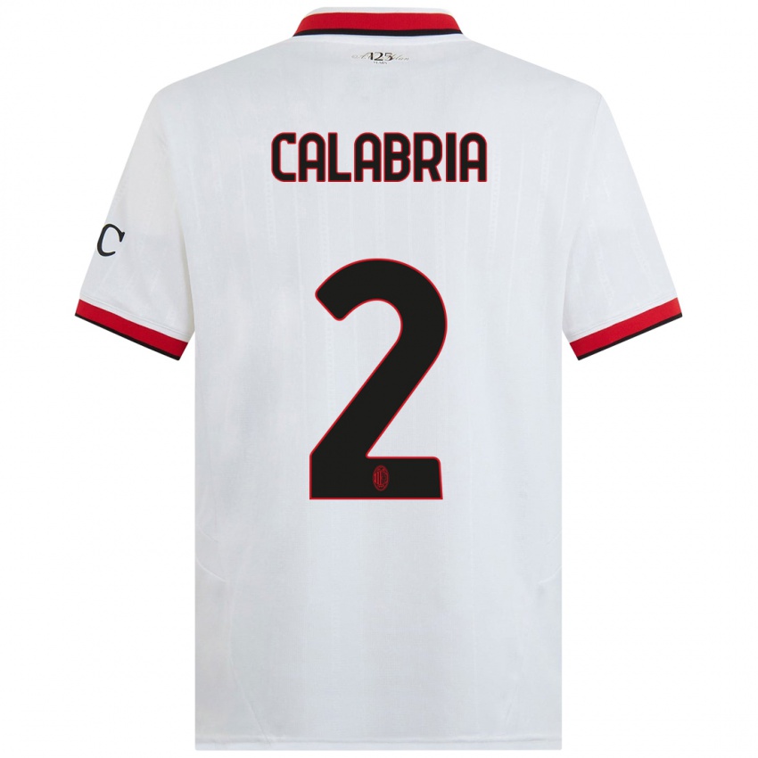 Dětské Davide Calabria #2 Bílá Černá Červená Daleko Hráčské Dresy 2024/25 Dres