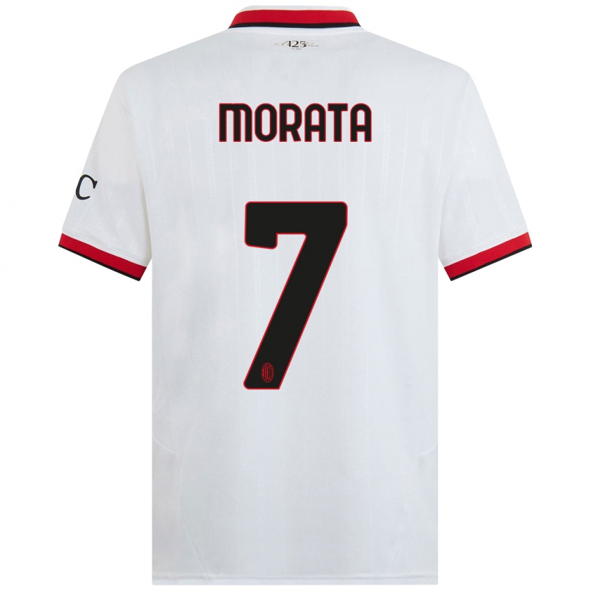 Dětské Alvaro Morata #7 Bílá Černá Červená Daleko Hráčské Dresy 2024/25 Dres