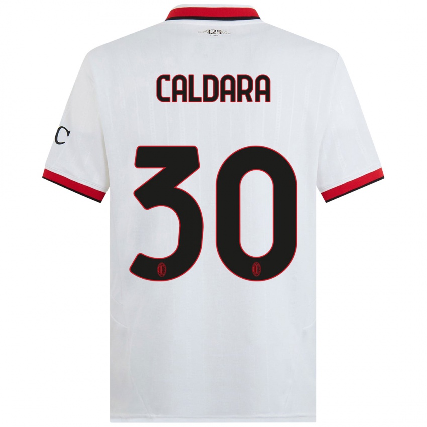 Dětské Mattia Caldara #30 Bílá Černá Červená Daleko Hráčské Dresy 2024/25 Dres