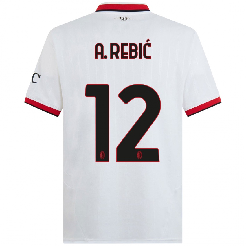 Dětské Ante Rebic #12 Bílá Černá Červená Daleko Hráčské Dresy 2024/25 Dres