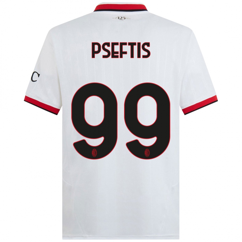 Dětské Fotios Pseftis #99 Bílá Černá Červená Daleko Hráčské Dresy 2024/25 Dres