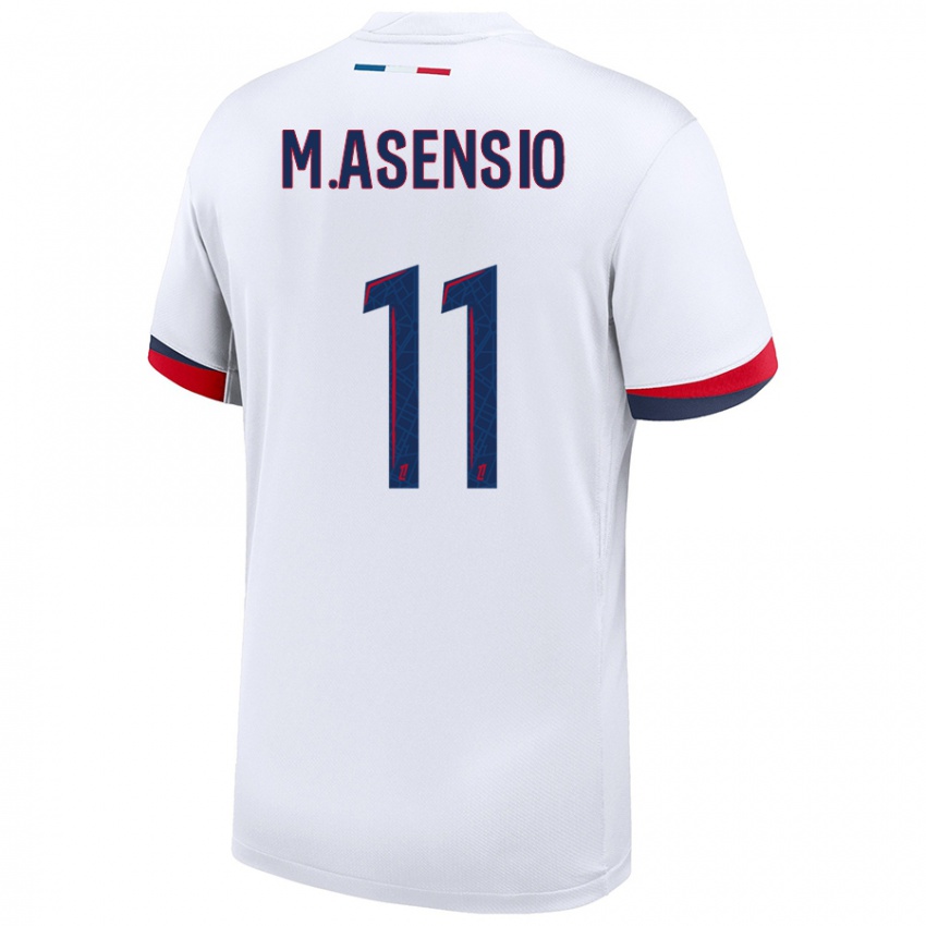 Dětské Marco Asensio #11 Bílá Modrá Červená Daleko Hráčské Dresy 2024/25 Dres