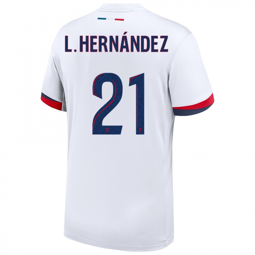 Dětské Lucas Hernandez #21 Bílá Modrá Červená Daleko Hráčské Dresy 2024/25 Dres