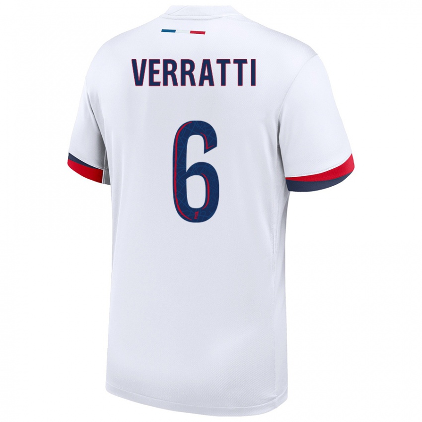 Dětské Marco Verratti #6 Bílá Modrá Červená Daleko Hráčské Dresy 2024/25 Dres