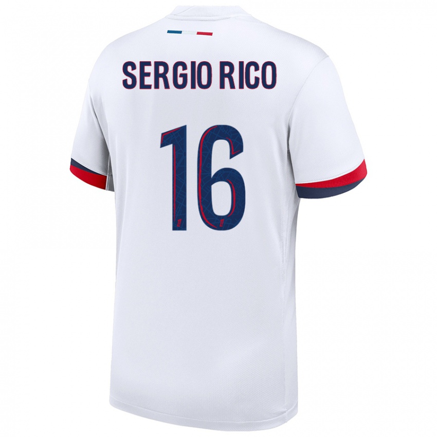 Dětské Sergio Rico #16 Bílá Modrá Červená Daleko Hráčské Dresy 2024/25 Dres