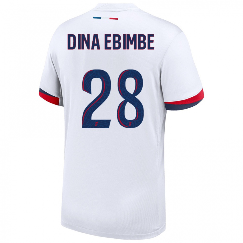 Dětské Eric Junior Dina Ebimbe #28 Bílá Modrá Červená Daleko Hráčské Dresy 2024/25 Dres