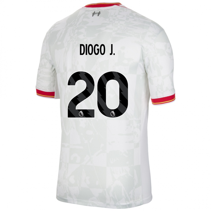 Dětské Diogo Jota #20 Bílá Červená Černá Třetí Hráčské Dresy 2024/25 Dres