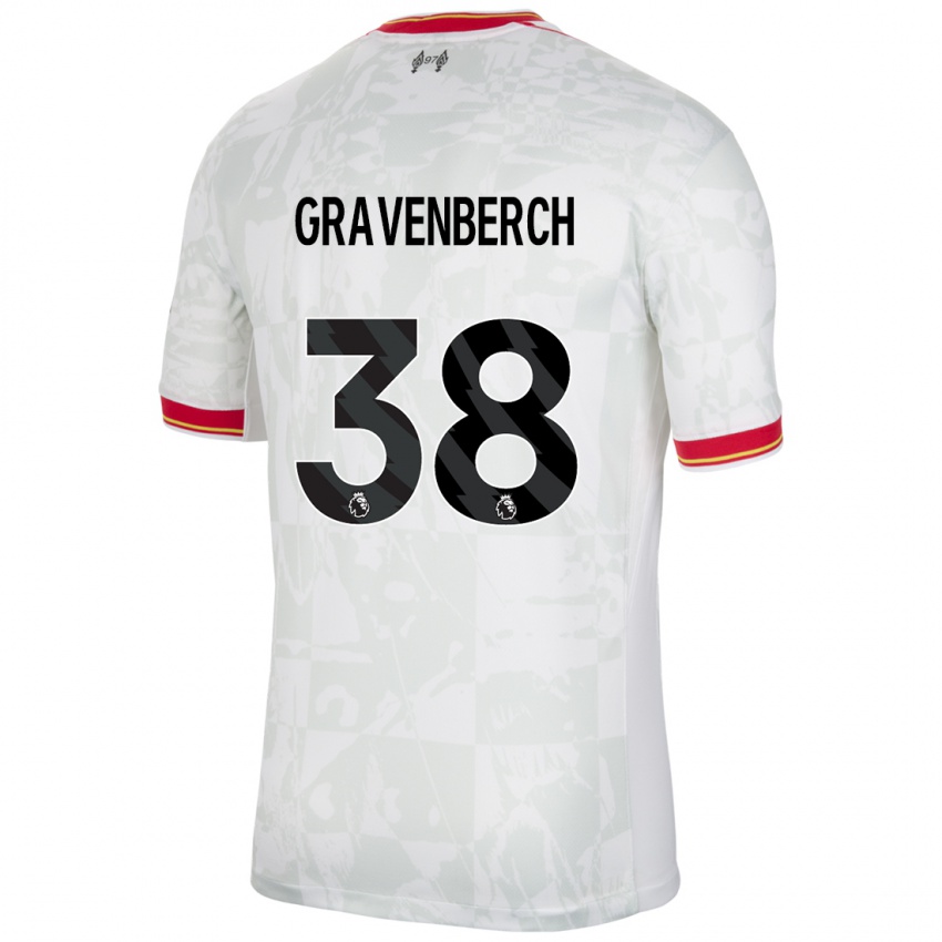 Dětské Ryan Gravenberch #38 Bílá Červená Černá Třetí Hráčské Dresy 2024/25 Dres