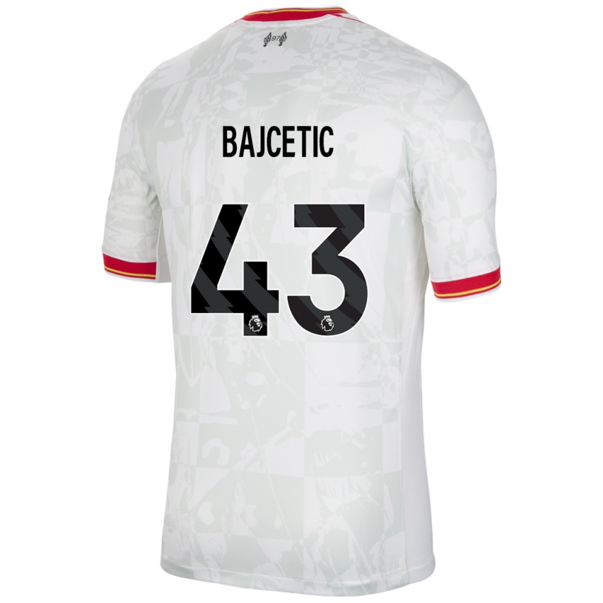 Dětské Stefan Bajcetic #43 Bílá Červená Černá Třetí Hráčské Dresy 2024/25 Dres