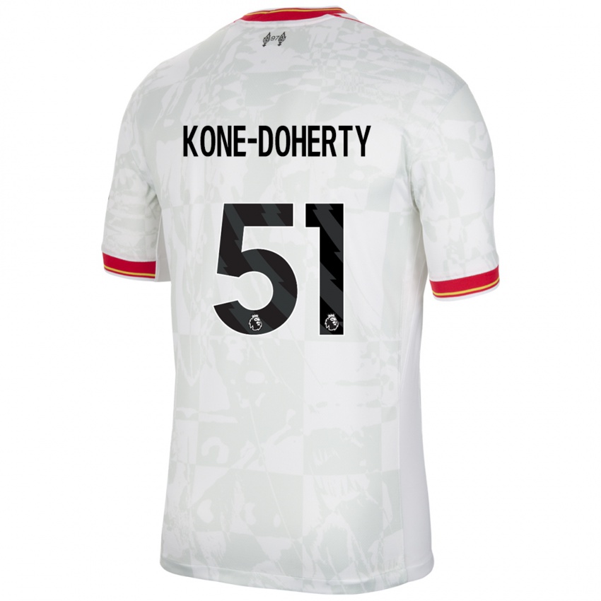 Dětské Trent Kone-Doherty #51 Bílá Červená Černá Třetí Hráčské Dresy 2024/25 Dres