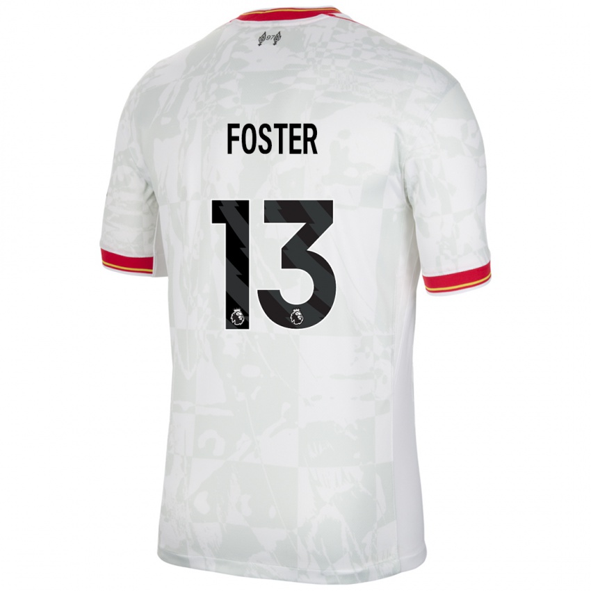 Dětské Rylee Foster #13 Bílá Červená Černá Třetí Hráčské Dresy 2024/25 Dres