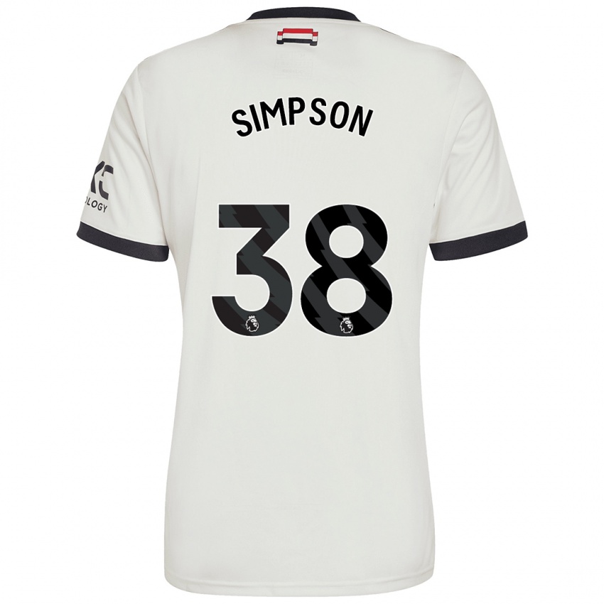 Dětské Jess Simpson #38 Off White Třetí Hráčské Dresy 2024/25 Dres