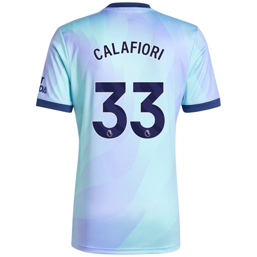 Dětské Riccardo Calafiori #33 Aqua Třetí Hráčské Dresy 2024/25 Dres