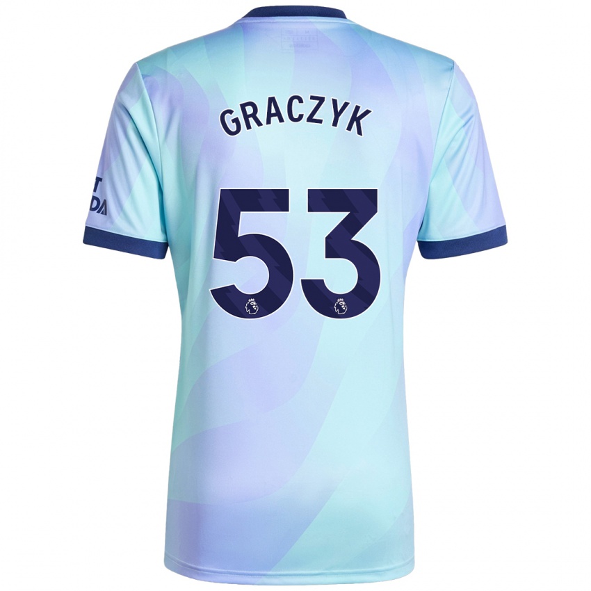 Dětské Hubert Graczyk #53 Aqua Třetí Hráčské Dresy 2024/25 Dres