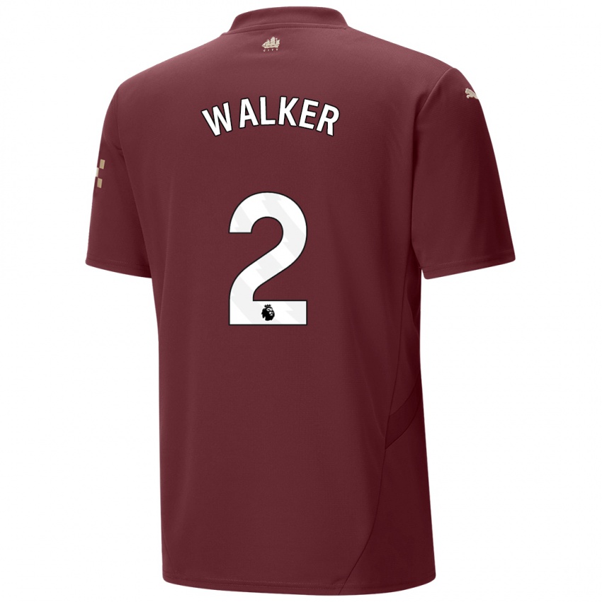 Dětské Kyle Walker #2 Kaštanové Třetí Hráčské Dresy 2024/25 Dres