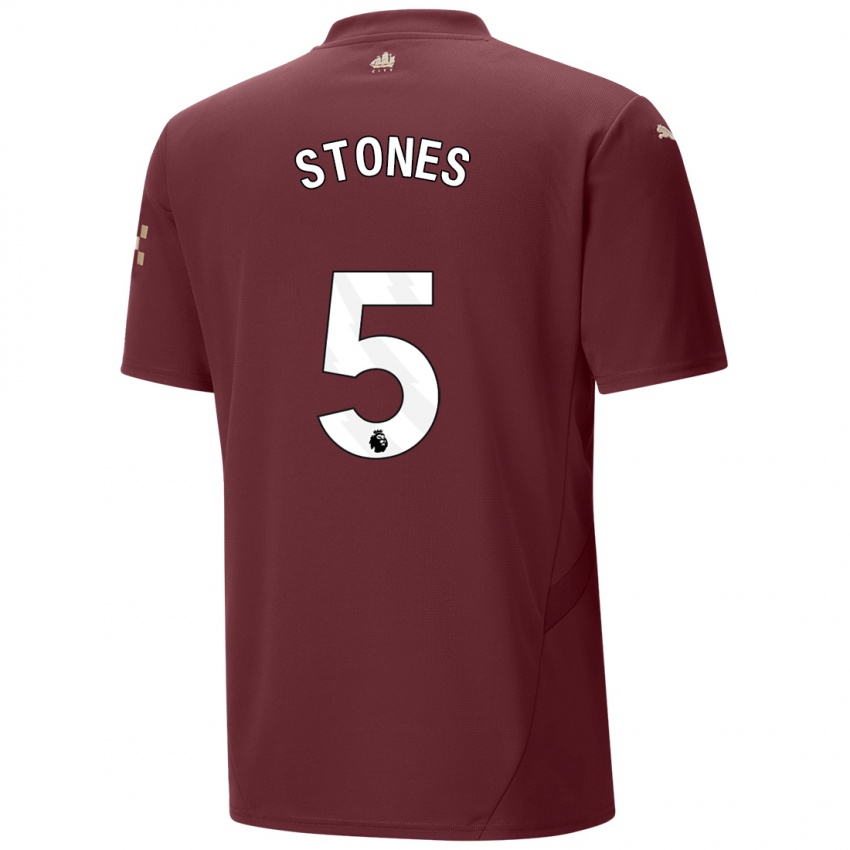 Dětské John Stones #5 Kaštanové Třetí Hráčské Dresy 2024/25 Dres