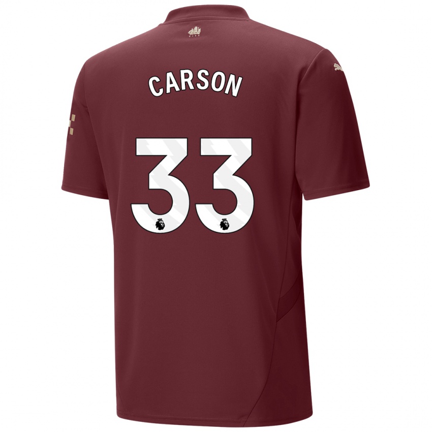 Dětské Scott Carson #33 Kaštanové Třetí Hráčské Dresy 2024/25 Dres