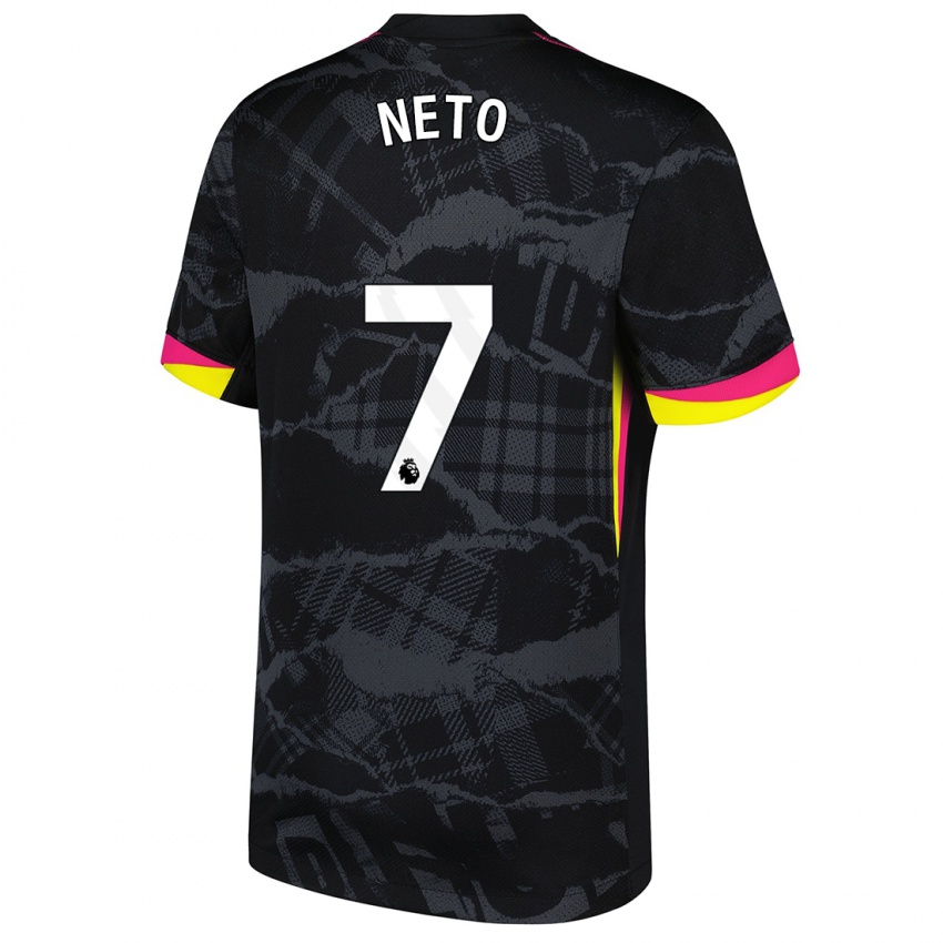 Dětské Pedro Neto #7 Černá Růžová Třetí Hráčské Dresy 2024/25 Dres