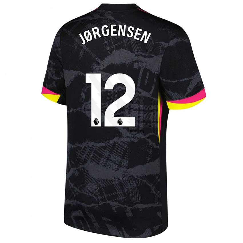 Dětské Filip Jørgensen #12 Černá Růžová Třetí Hráčské Dresy 2024/25 Dres