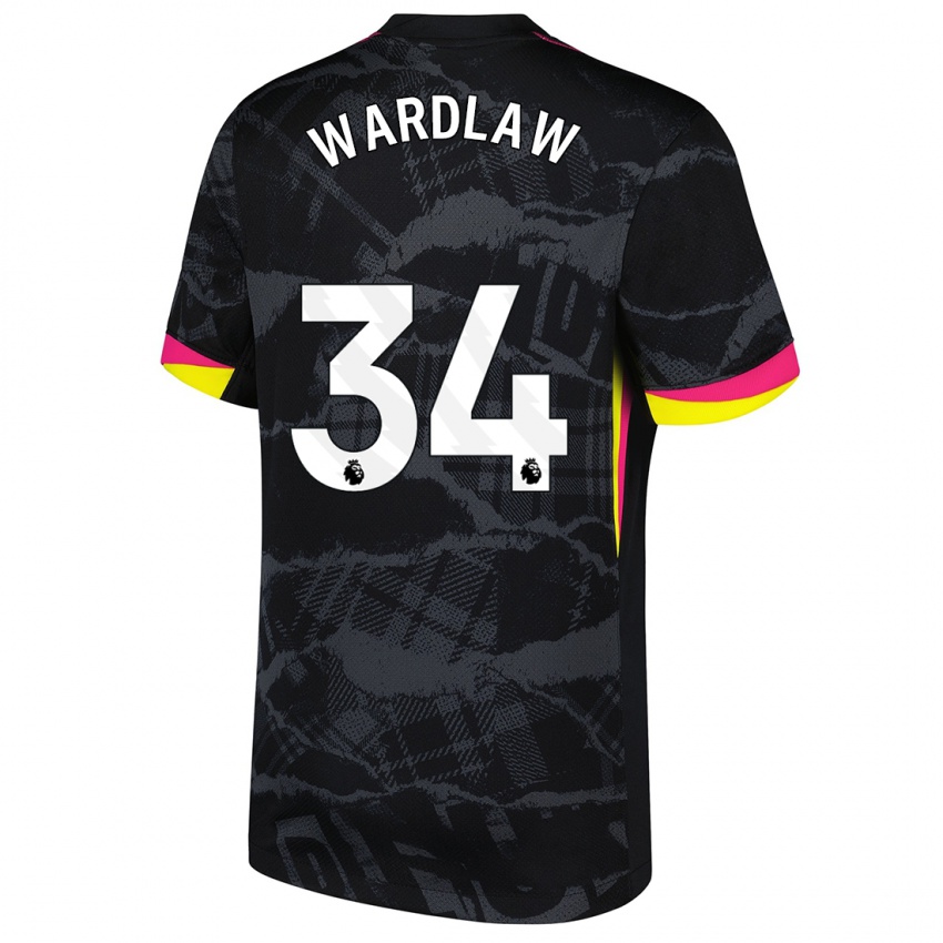 Dětské Charlotte Wardlaw #34 Černá Růžová Třetí Hráčské Dresy 2024/25 Dres