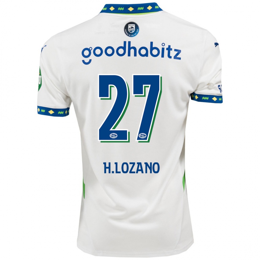 Dětské Hirving Lozano #27 Bílá Tmavě Modrá Třetí Hráčské Dresy 2024/25 Dres