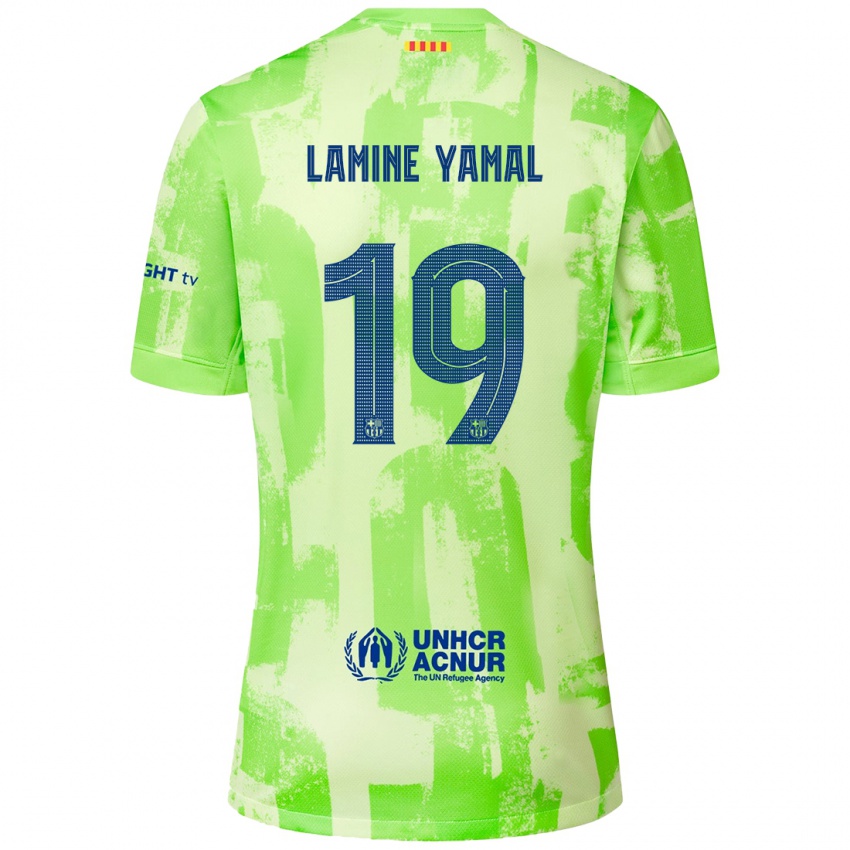 Dětské Lamine Yamal #19 Vápno Třetí Hráčské Dresy 2024/25 Dres