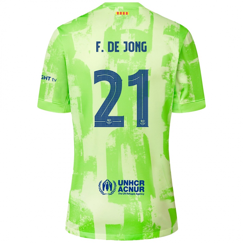 Dětské Frenkie De Jong #21 Vápno Třetí Hráčské Dresy 2024/25 Dres