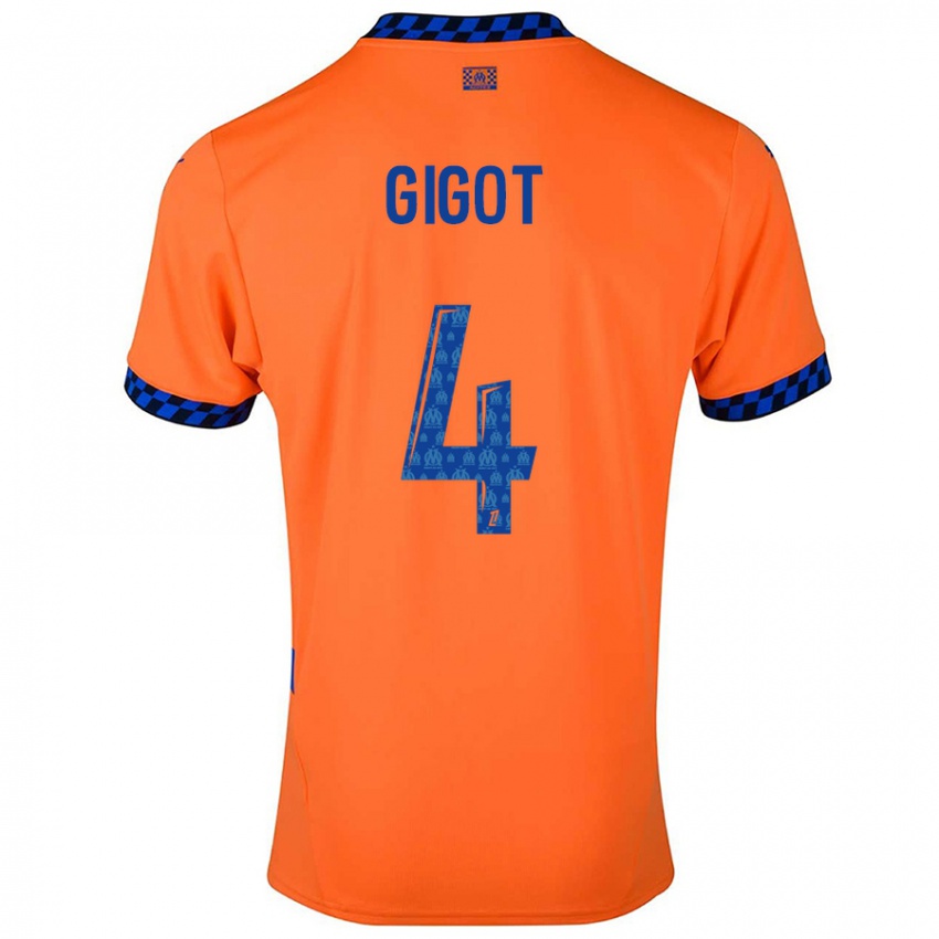 Dětské Samuel Gigot #4 Oranžová Tmavě Modrá Třetí Hráčské Dresy 2024/25 Dres