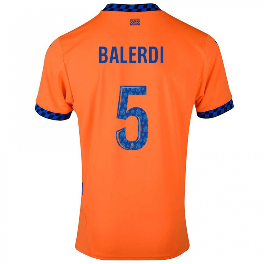 Dětské Leonardo Balerdi #5 Oranžová Tmavě Modrá Třetí Hráčské Dresy 2024/25 Dres