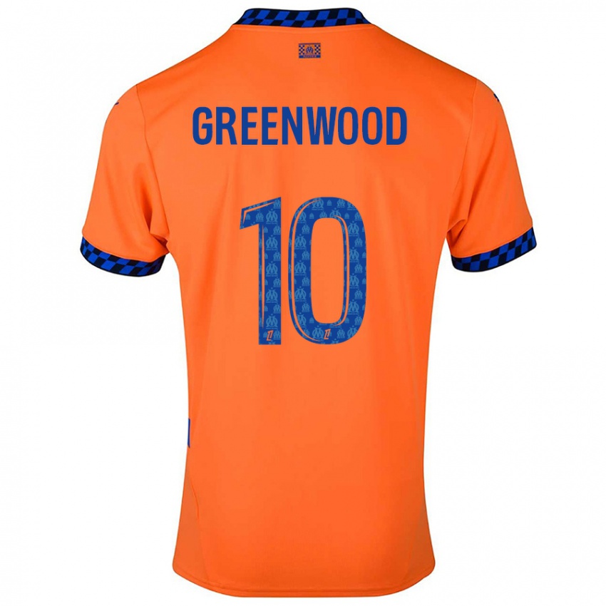 Dětské Mason Greenwood #10 Oranžová Tmavě Modrá Třetí Hráčské Dresy 2024/25 Dres