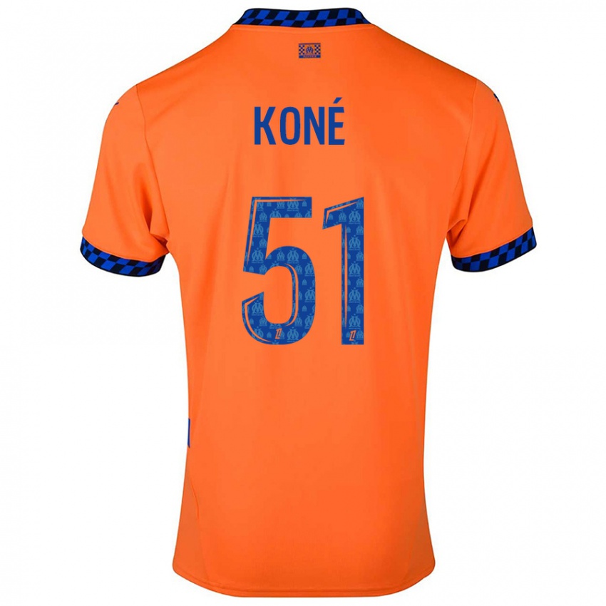 Dětské Ismaël Koné #51 Oranžová Tmavě Modrá Třetí Hráčské Dresy 2024/25 Dres