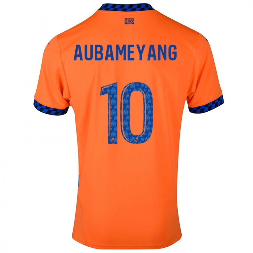 Dětské Pierre-Emerick Aubameyang #10 Oranžová Tmavě Modrá Třetí Hráčské Dresy 2024/25 Dres