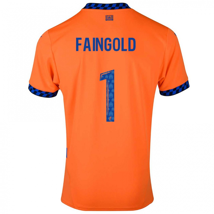 Dětské Abbie Faingold #1 Oranžová Tmavě Modrá Třetí Hráčské Dresy 2024/25 Dres