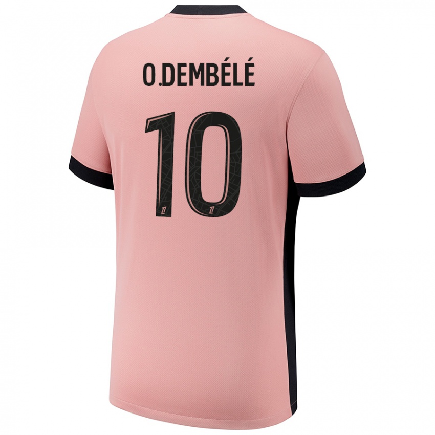 Dětské Ousmane Dembele #10 Rezavě Růžová Třetí Hráčské Dresy 2024/25 Dres