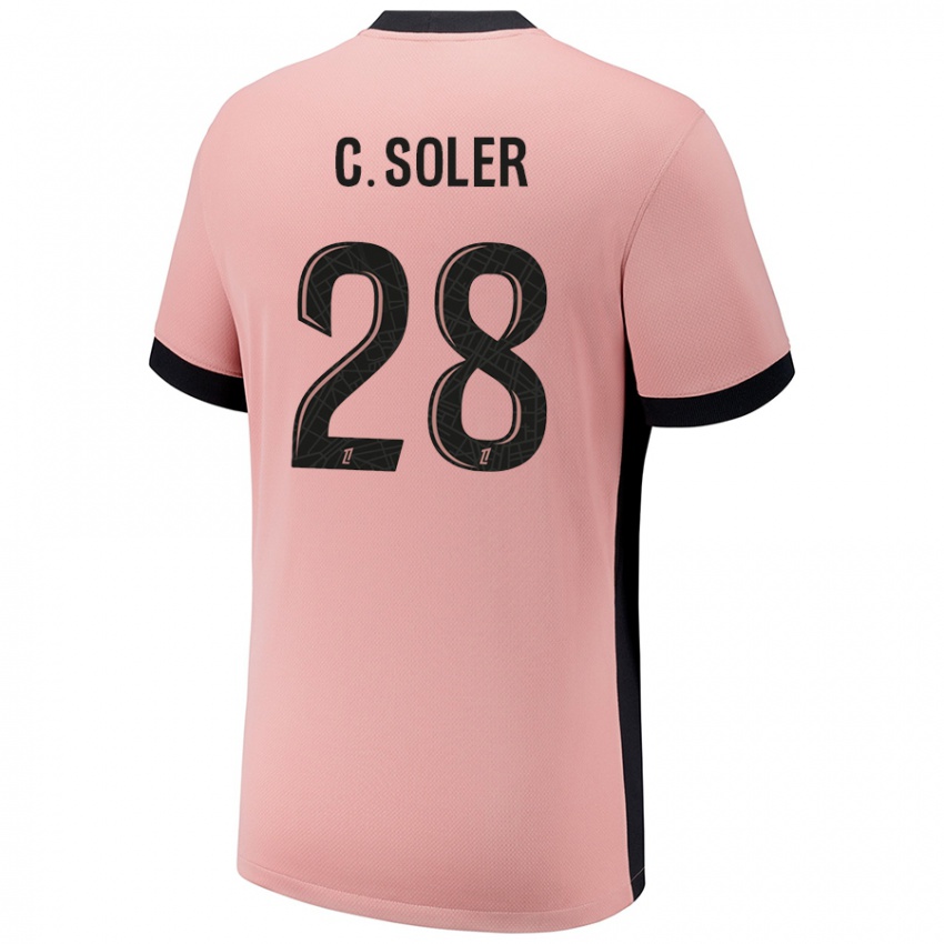 Dětské Carlos Soler #28 Rezavě Růžová Třetí Hráčské Dresy 2024/25 Dres