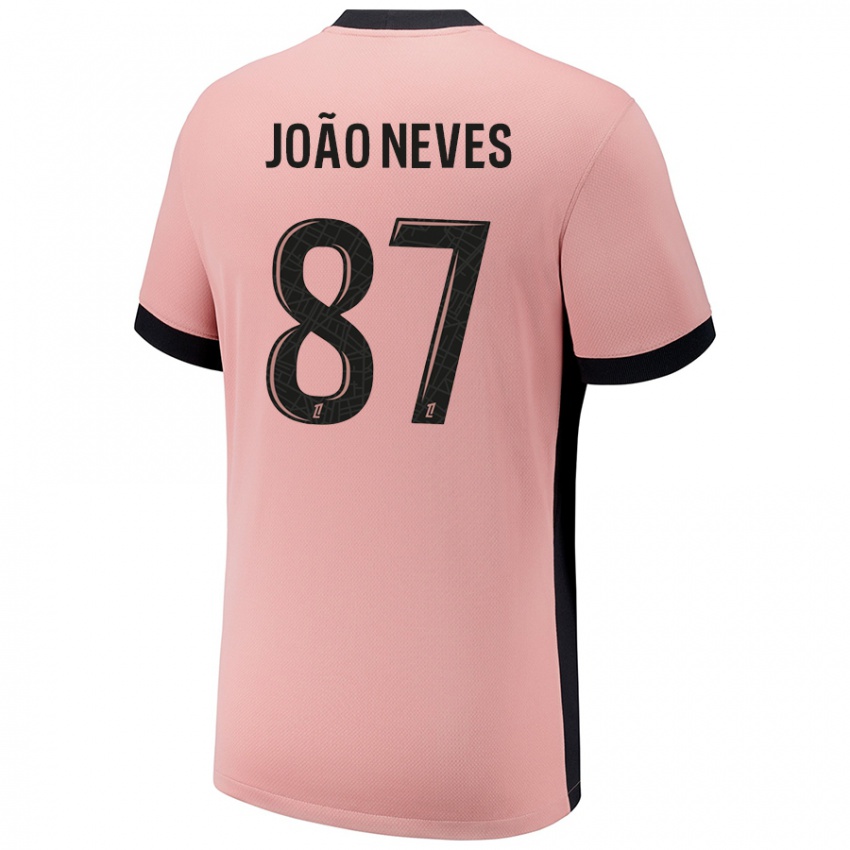 Dětské João Neves #87 Rezavě Růžová Třetí Hráčské Dresy 2024/25 Dres