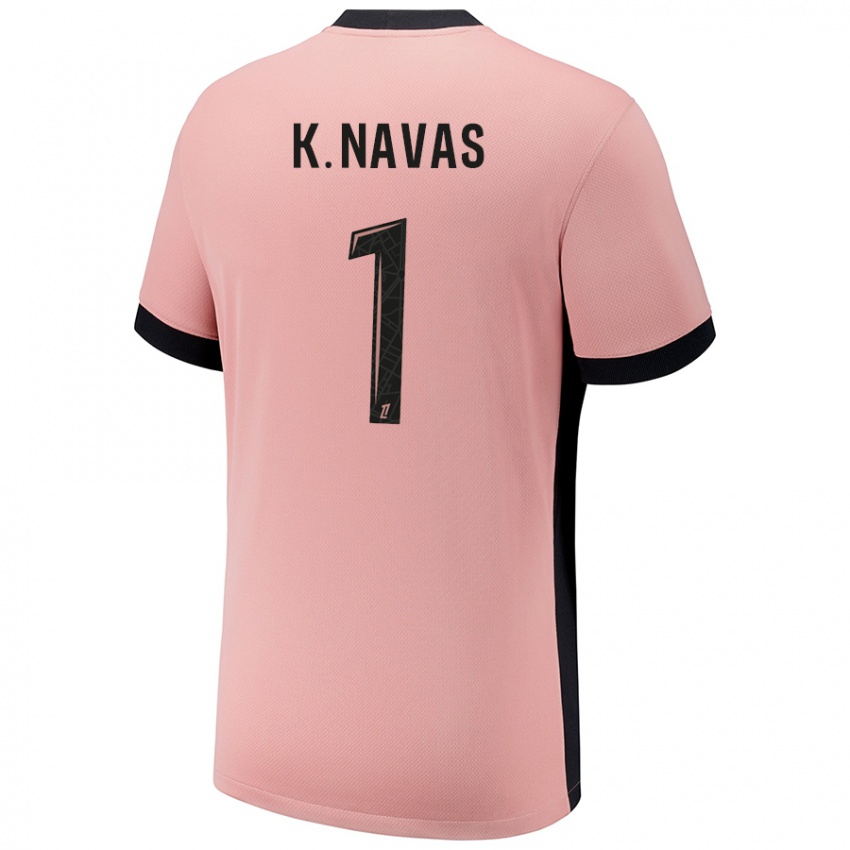 Dětské Keylor Navas #1 Rezavě Růžová Třetí Hráčské Dresy 2024/25 Dres