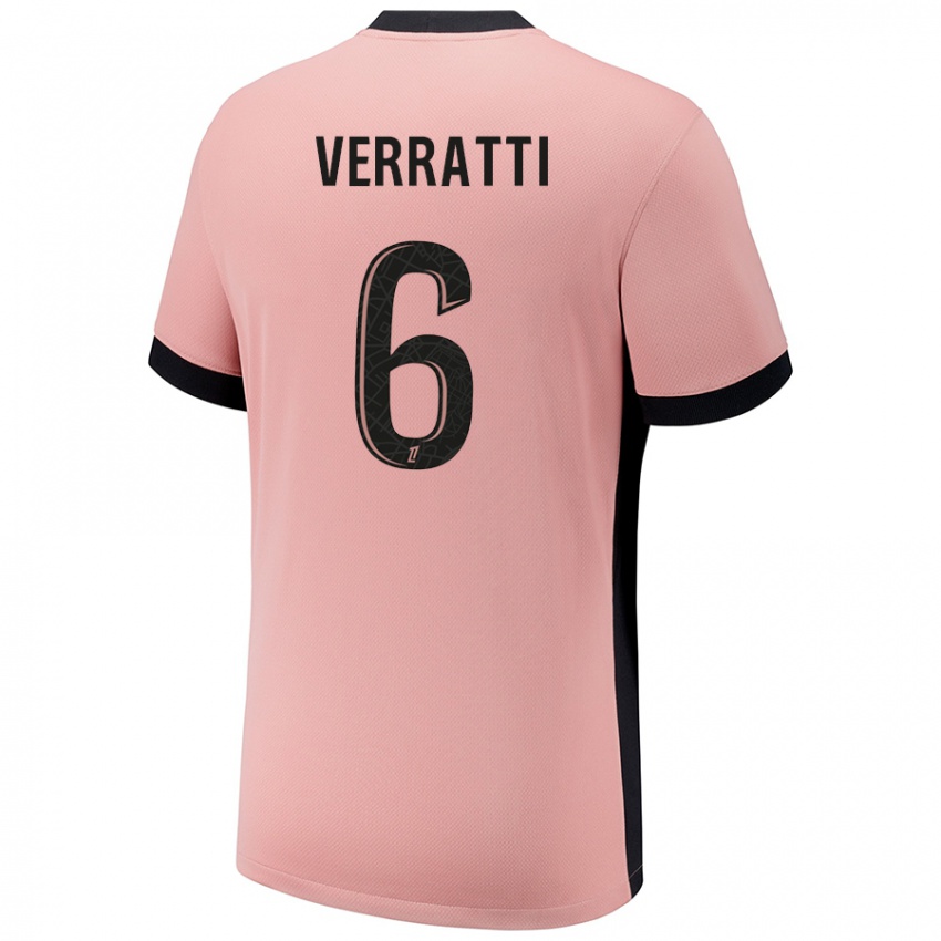 Dětské Marco Verratti #6 Rezavě Růžová Třetí Hráčské Dresy 2024/25 Dres